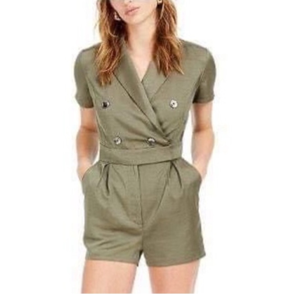 NWT Bar III Satin Romper Sz 4 (S/M) – Army/Olive Green